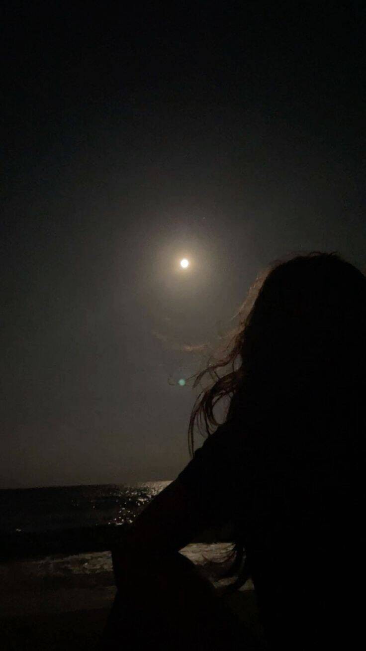 Picture for Sad Pfp Profile of Woman Observing the Moon