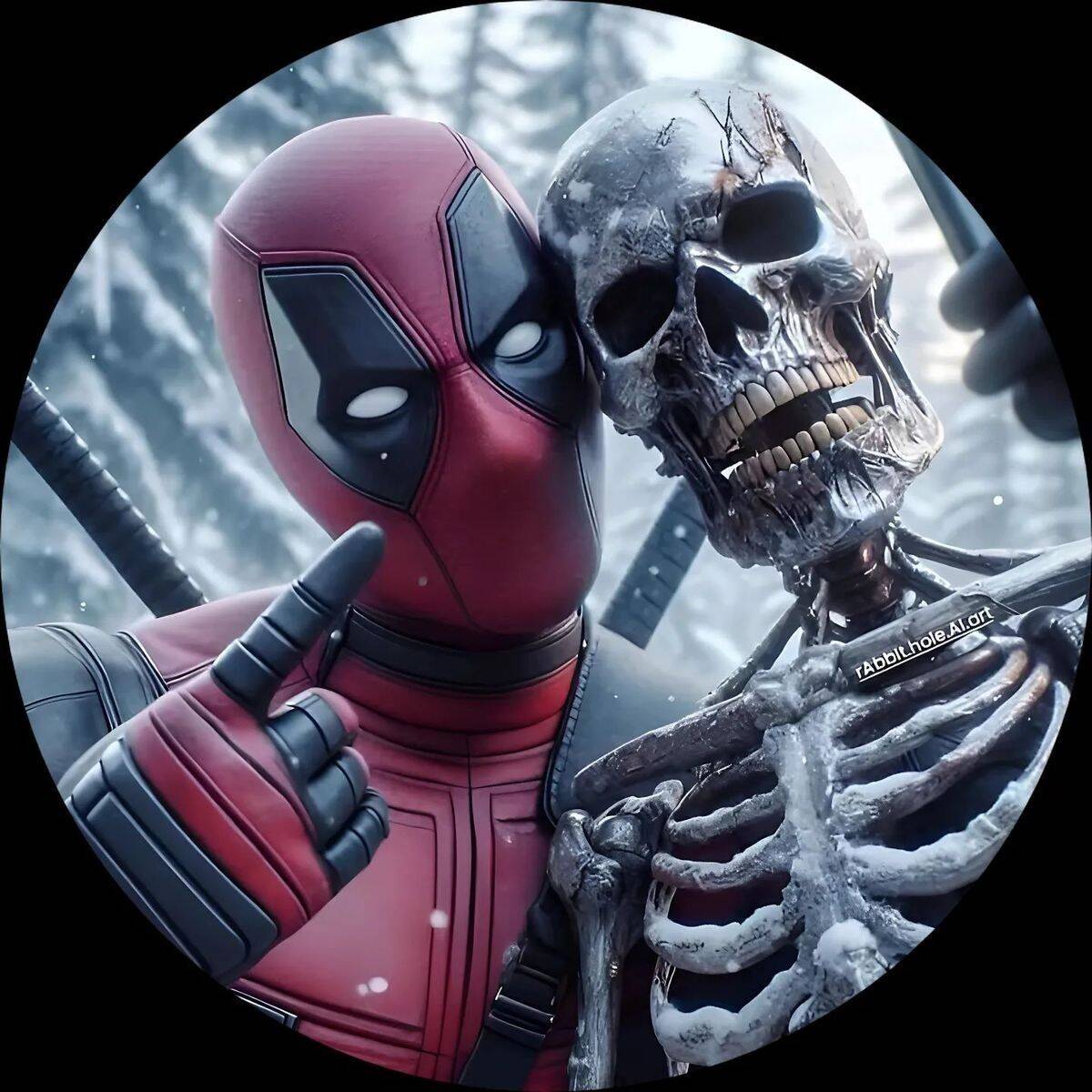Foto de Perfil do Whatsapp do Deadpool com Esqueleto