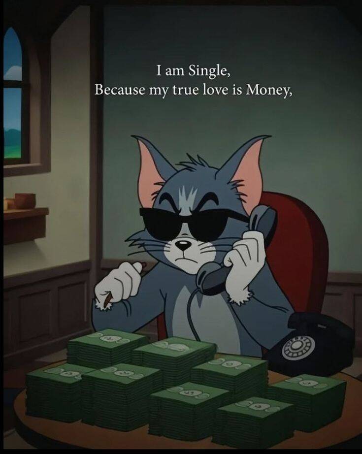 Divertida imagen de perfil de Instagram de Tom y Jerry con dinero
