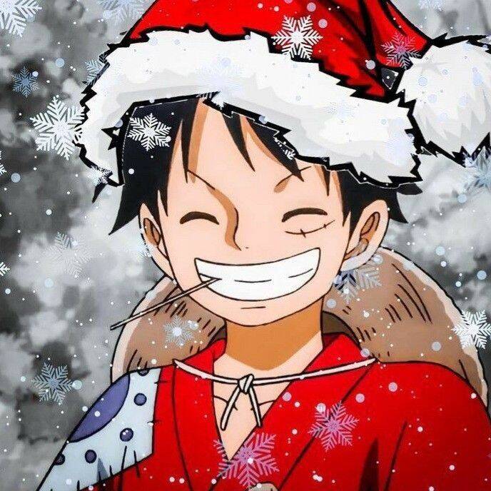 for men Pfp Profile Picture of Luffy with Christmas Hat
