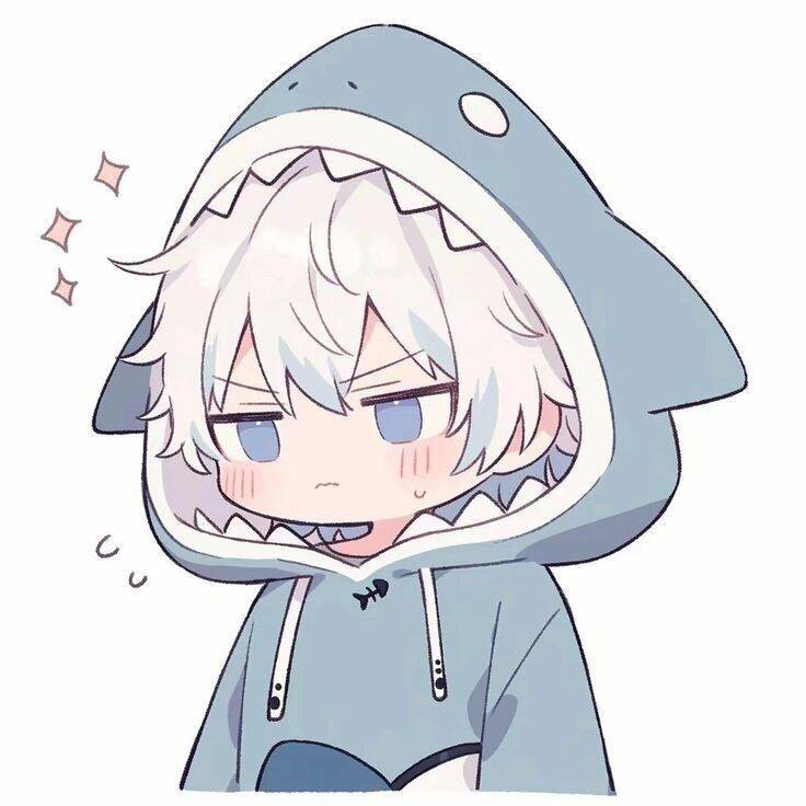 Foto de Perfil Masculino do Garoto de Anime com Capuz de Tubarão