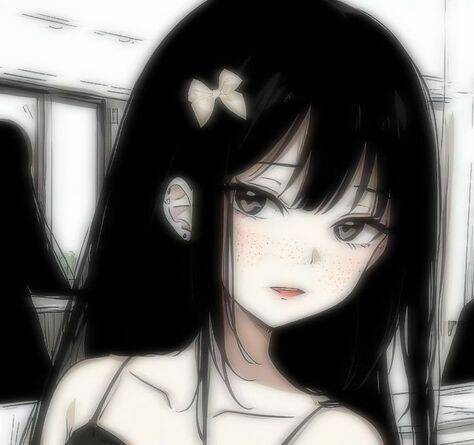 Foto de anime para chica de perfil con cabello negro y lazo