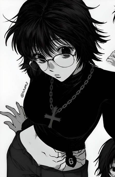 Personaje de foto de perfil de anime con gafas y cadena