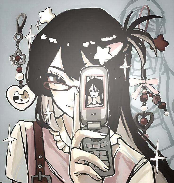Foto de anime para chica de perfil con teléfono celular