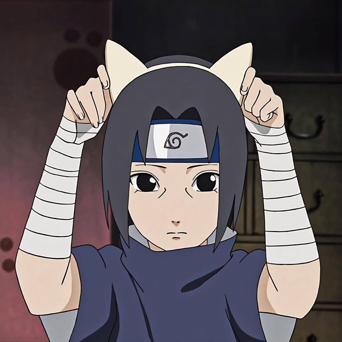 Foto de perfil de anime Sasuke Uchiha con orejas de gato