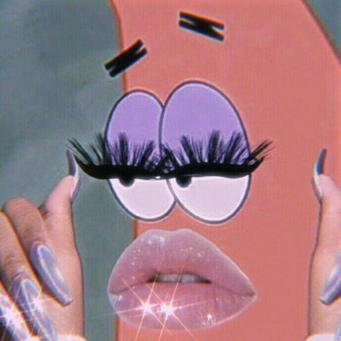 Funny Pfp Profile Picture of Patrick with False Eyelashes