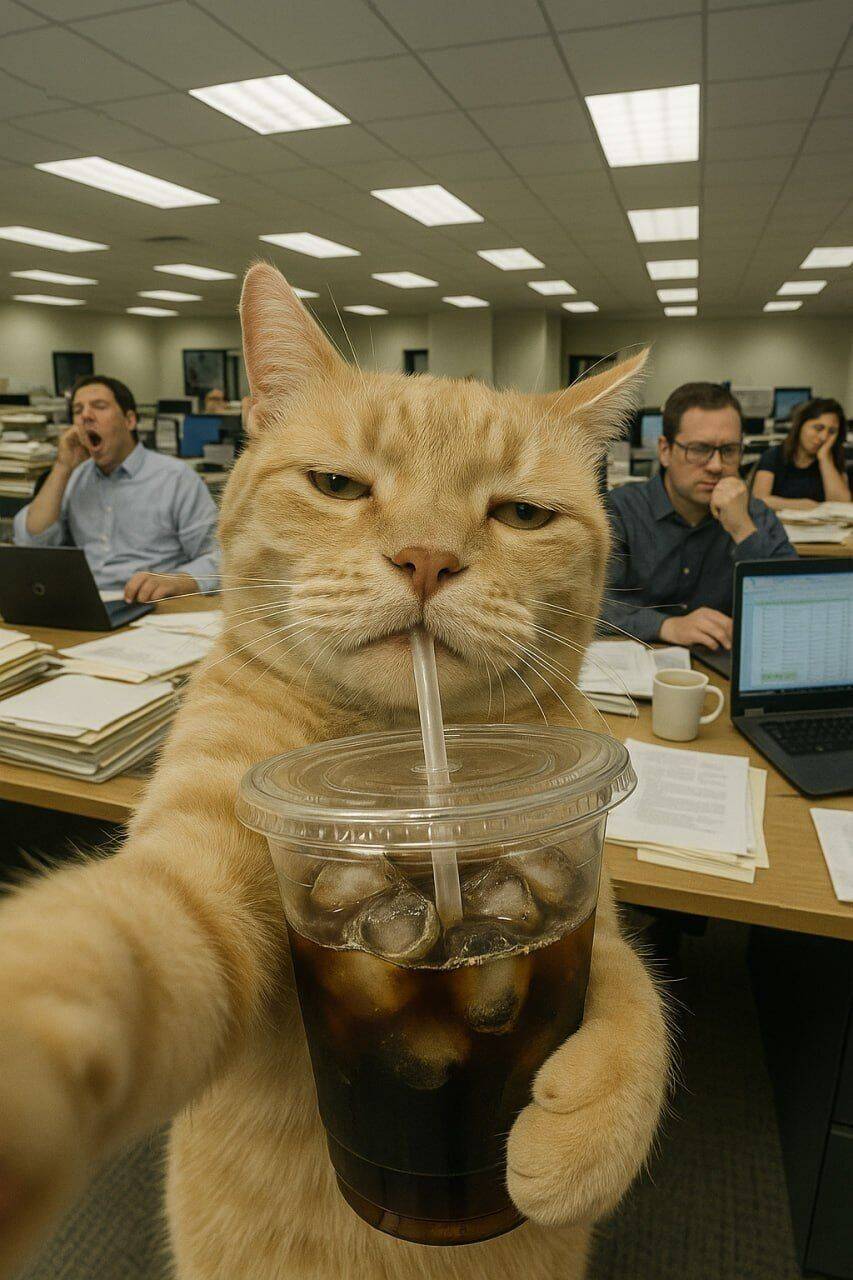 Foto Engraçada para Perfil de Gato com Bebida Gelada