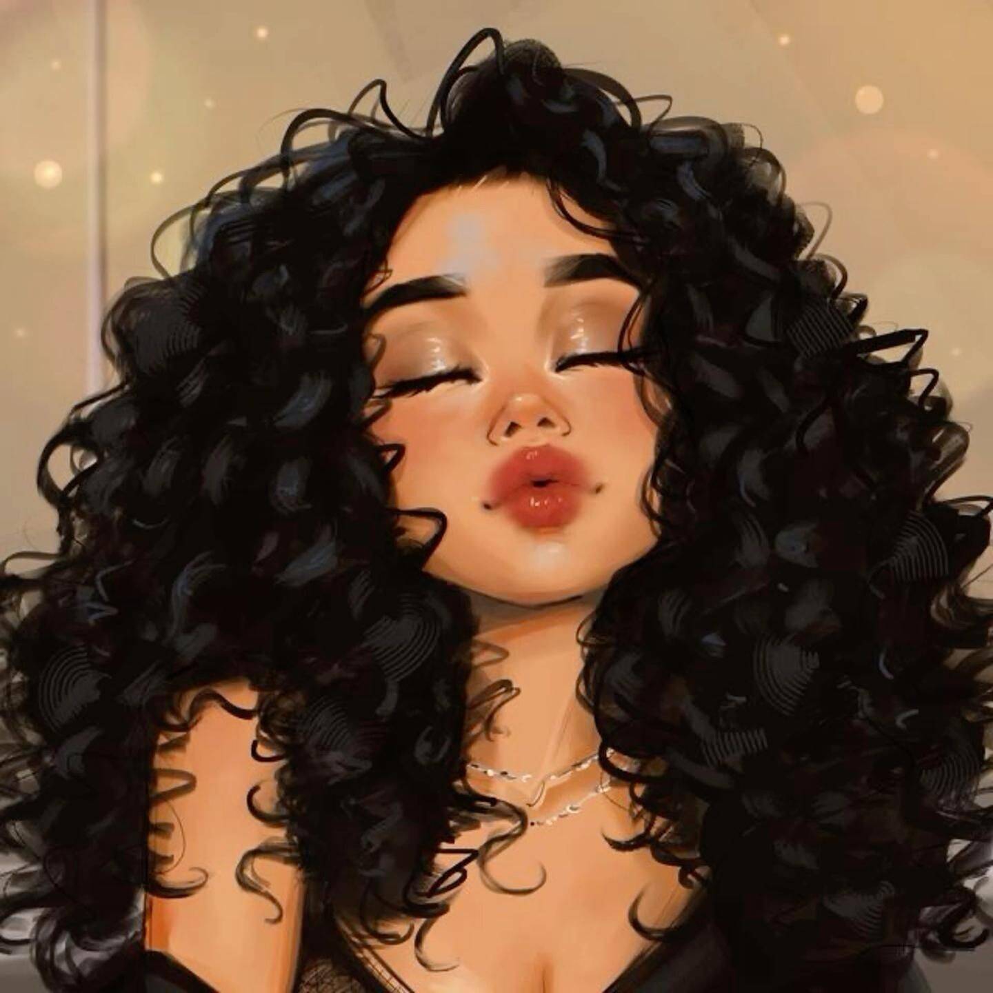 Foto de Perfil para Instagram Feminino com Ilustração de Mulher de Cabelos Cacheados