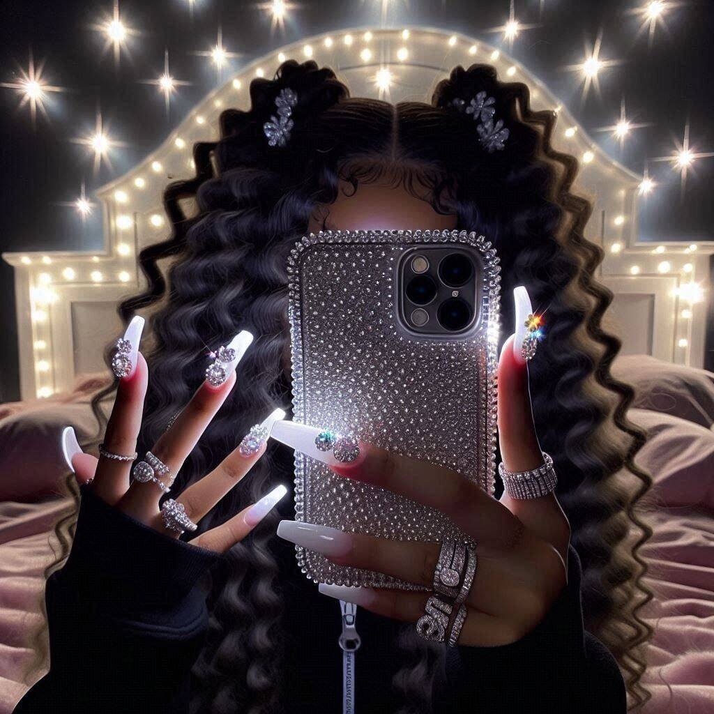 Foto de Perfil para Instagram Feminino com Cabelo Cacheado e Unhas Decoradas