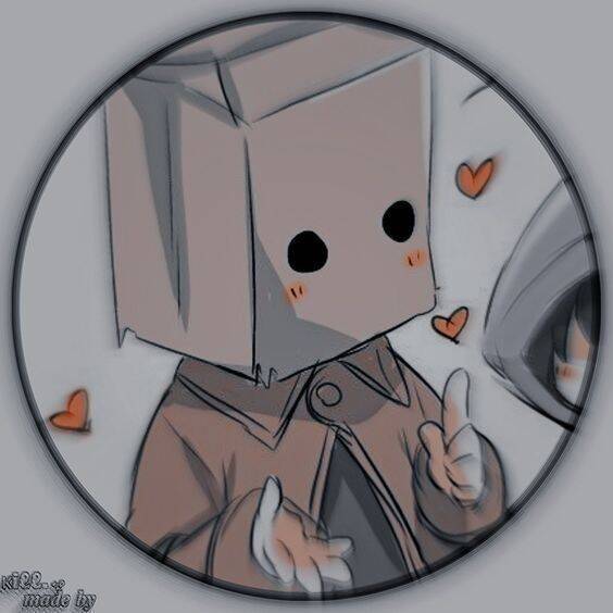 Foto de Perfil Feminino de Personagem Fofo com Cabeça de Papel