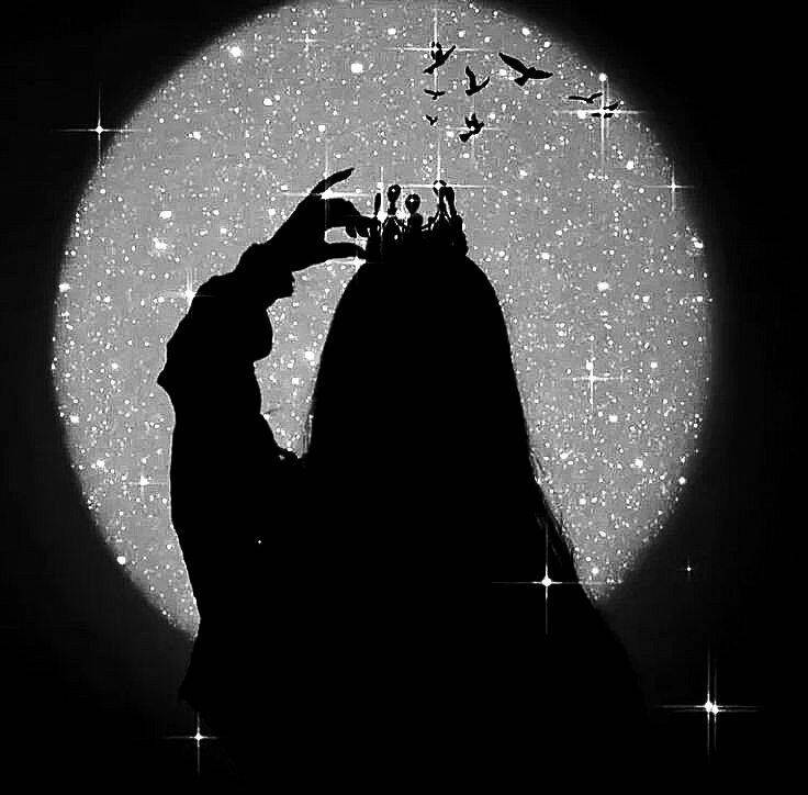 Foto de Perfil Feminino com Coroa e Lua Estrelada