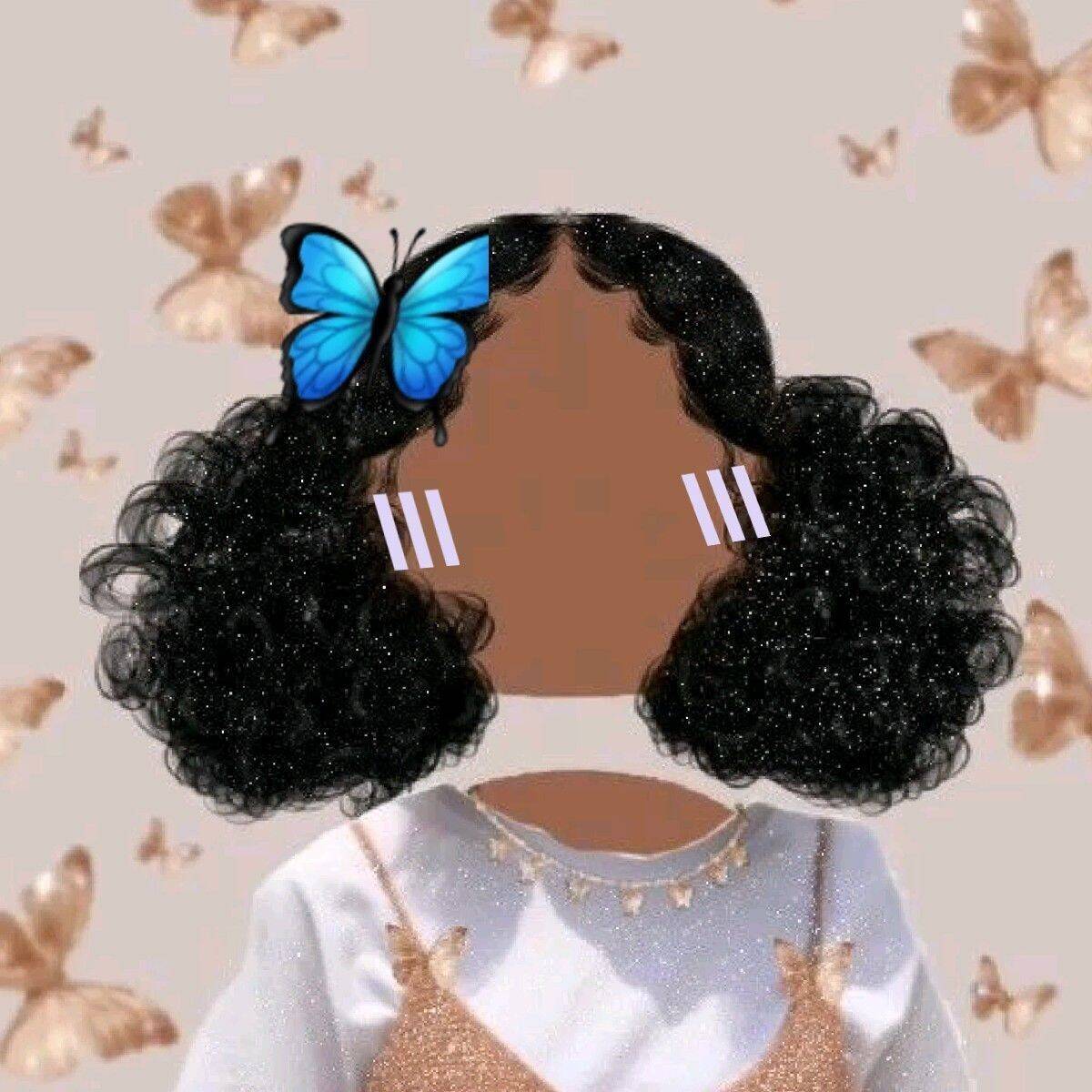 Foto de perfil para Mujer con mariposa y cabello rizado.