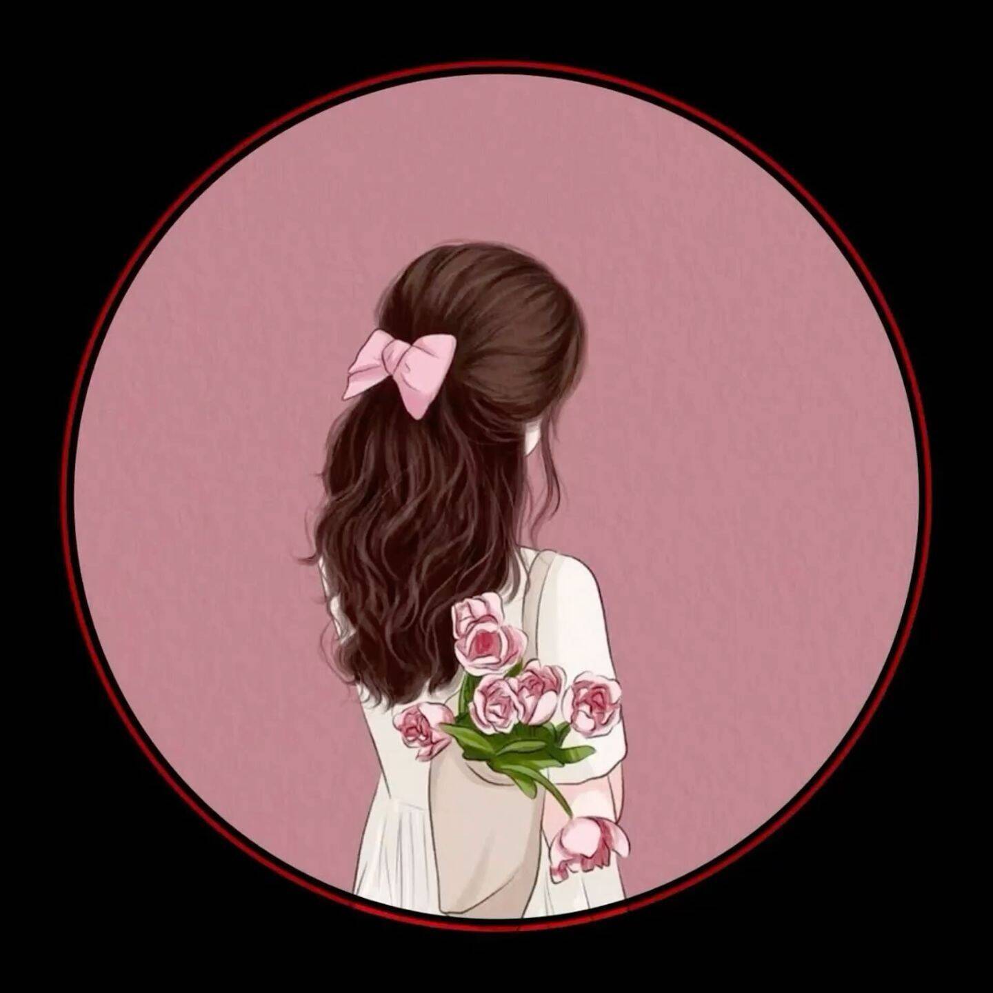 Foto Para Perfil Bonita e Fofa de Mulher com Laço e Flores