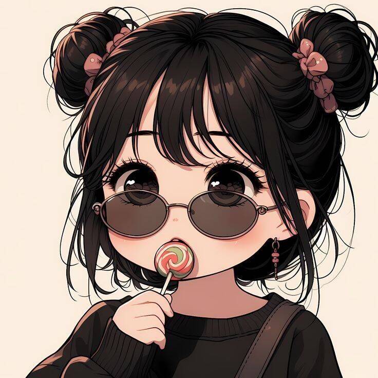 Foto Para Perfil Bonita e Fofa de Menina com Óculos e Pirulito Estilo Aesthetic