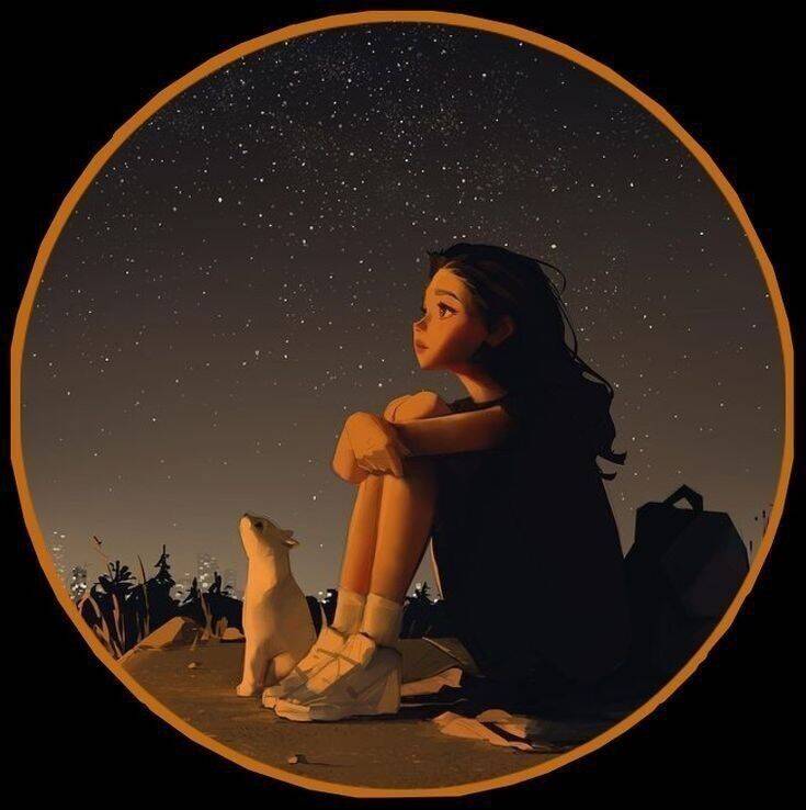 Foto Para Perfil Bonita e Fofa de Menina Sonhadora Sob as Estrelas