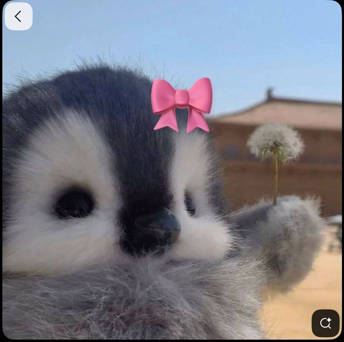 Linda y linda foto de perfil de pingüino con lazo rosa