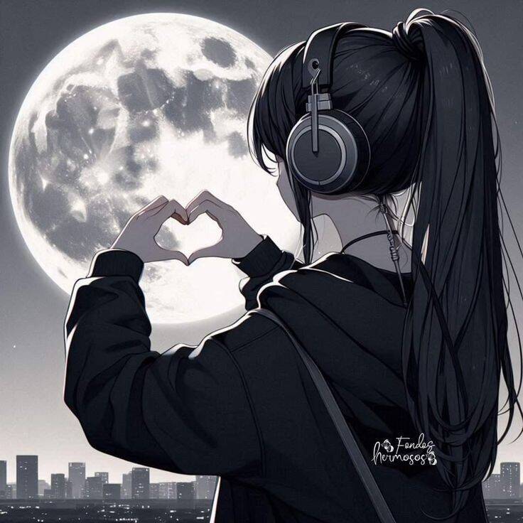 Imagem Para Perfil do WhatsApp de Garota com Fones de Ouvido e Lua