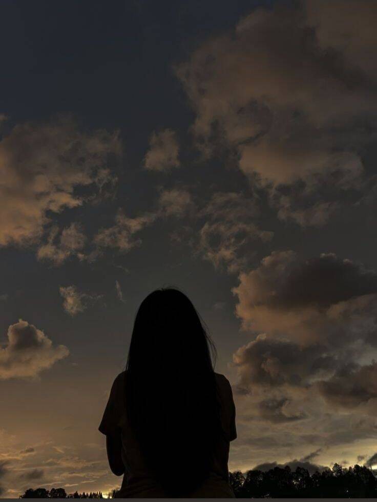 Hermosa y linda foto de perfil de silueta al atardecer