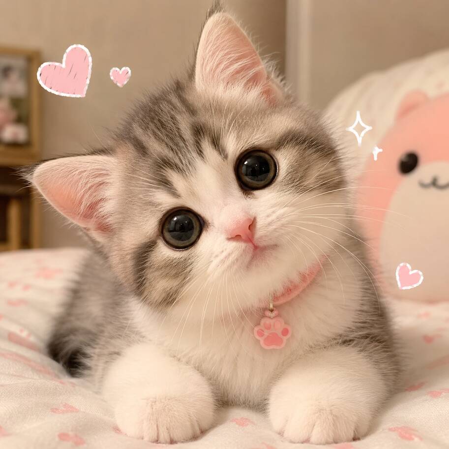 Foto de Perfil de Gatinho Fofo com Olhos Grandes e Coração