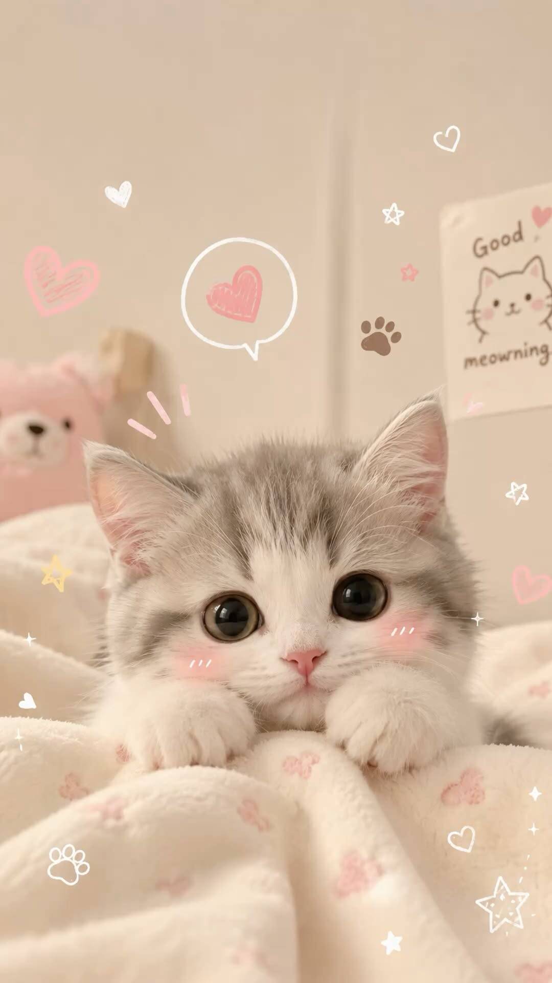 Foto de perfil de lindo gatito con ojos grandes y cara de bebé