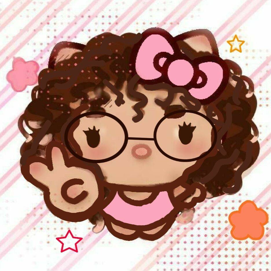 Foto de perfil de la divertida Hello Kitty con gafas y pelo rizado
