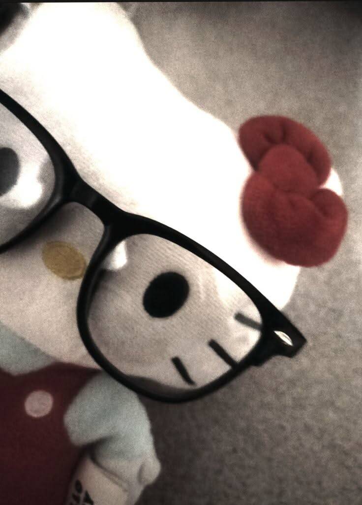Foto de perfil de la divertida Hello Kitty con gafas grandes