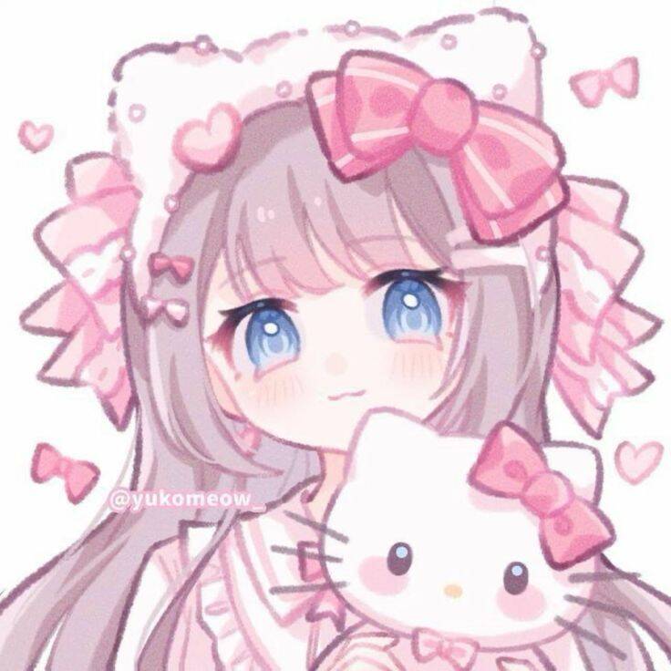 Foto de perfil de la linda Hello Kitty con moños y ojos grandes