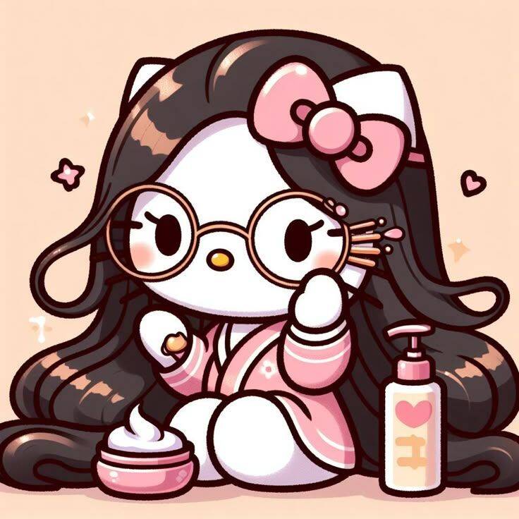 Foto de perfil de la linda Hello Kitty con gafas y cabello largo