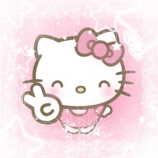 Foto de perfil de la linda Hello Kitty con sonrisa y lazo rosa