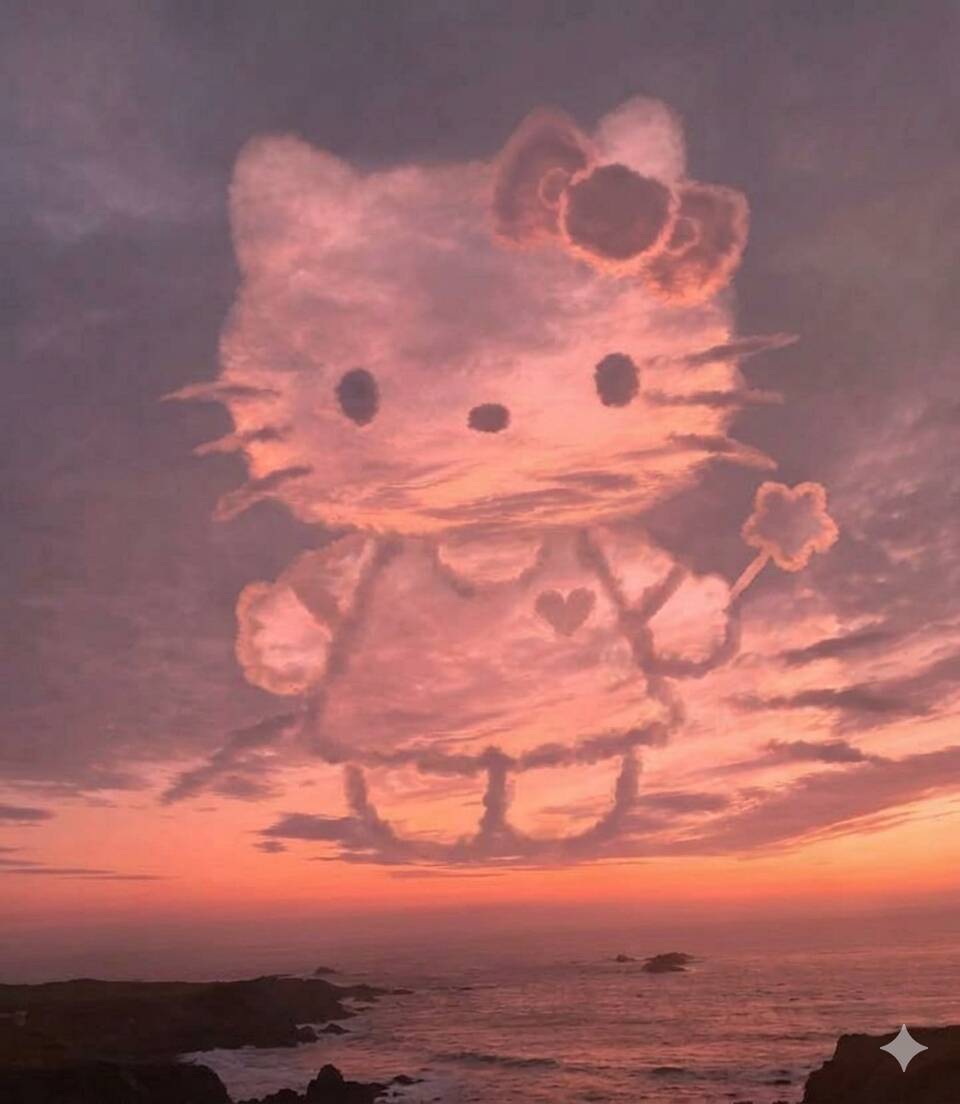 Foto de Perfil da Hello Kitty Aesthetic com Nuvens Coloridas