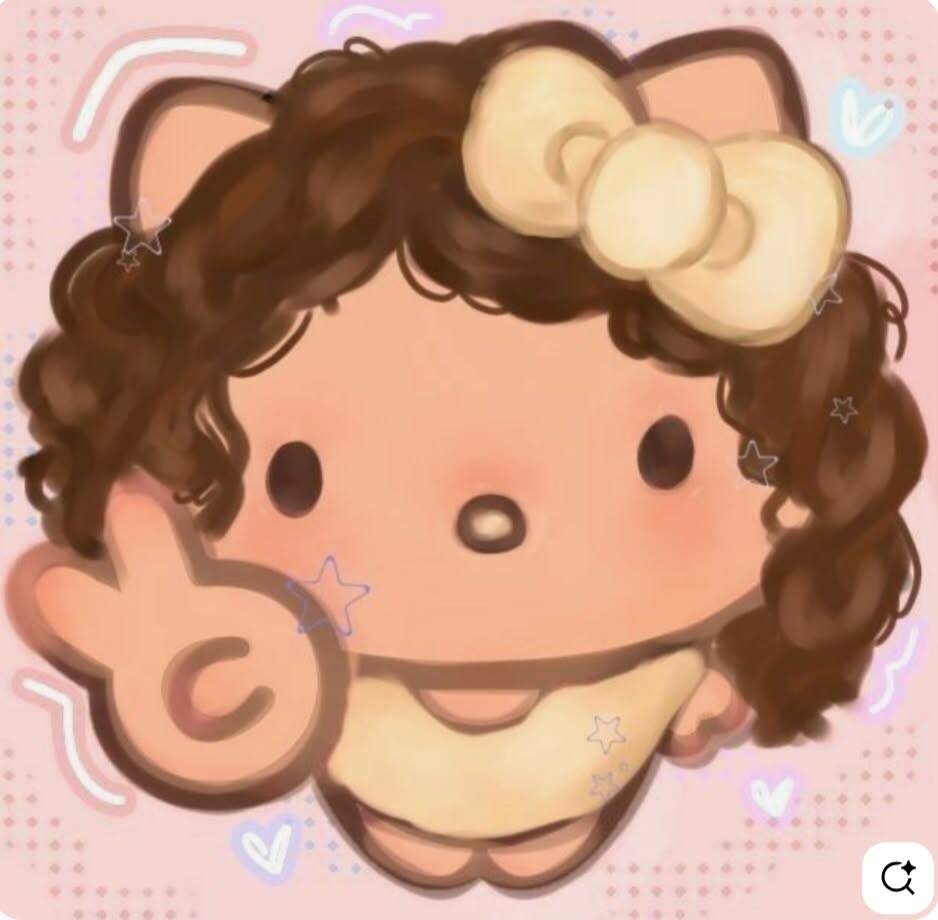 Pfp Profile Picture of Cute Hello Kitty with Curly Hair and Bow