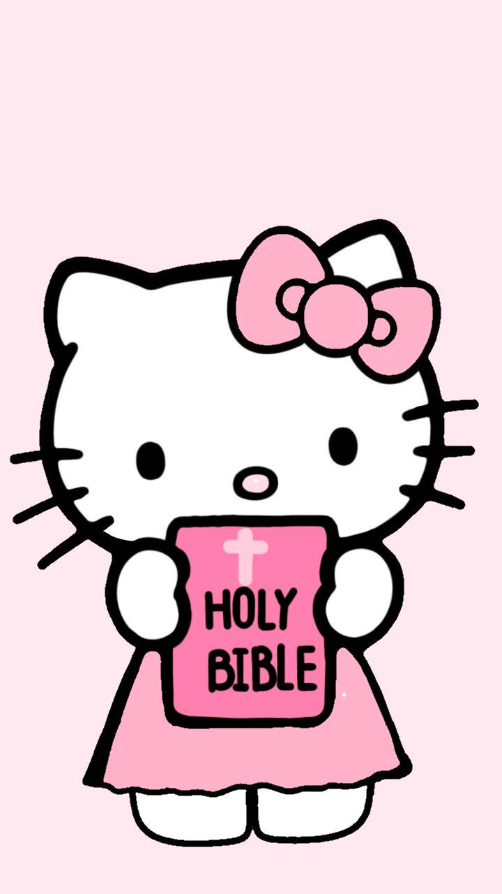 Pfp Profile Picture of Cute Hello Kitty with Pink Bible