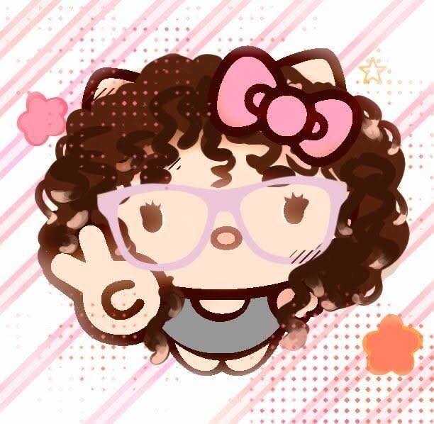 Foto de perfil de la divertida Hello Kitty con gafas y pelo rizado
