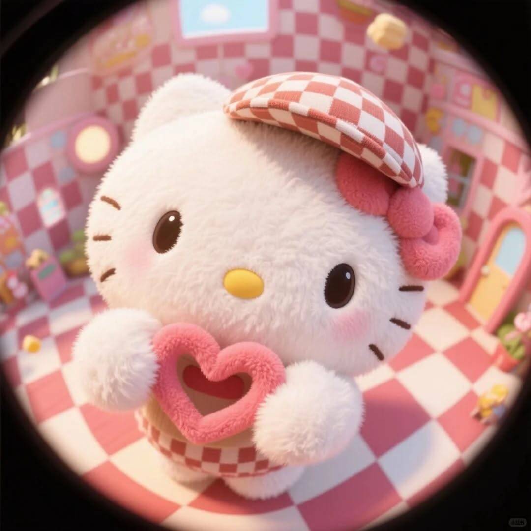 Foto de perfil de la linda Hello Kitty con corazón rosa