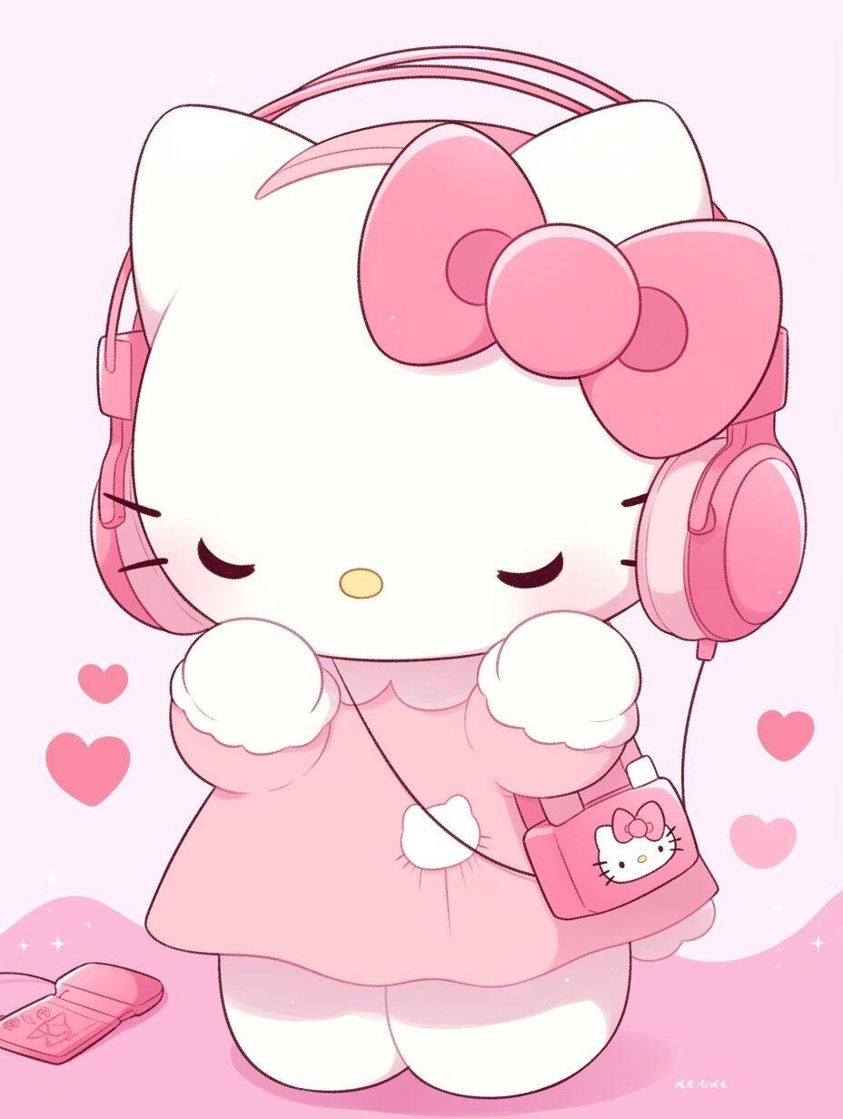 Foto de Perfil da Hello Kitty Fofo com Fones de Ouvido