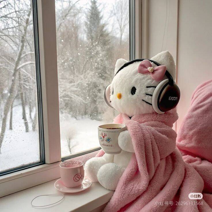 Foto de Perfil da Hello Kitty Aconchegante com Fones de Ouvido