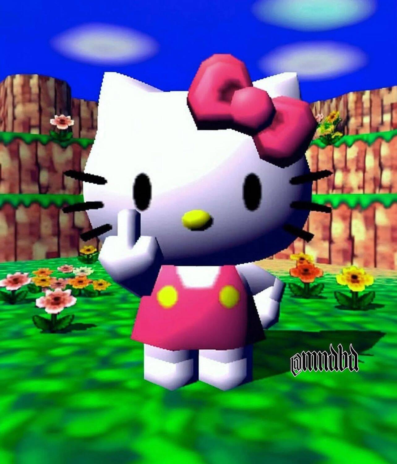 Foto de Perfil da Hello Kitty Engraçada com Dedinho em Sinal de Paz
