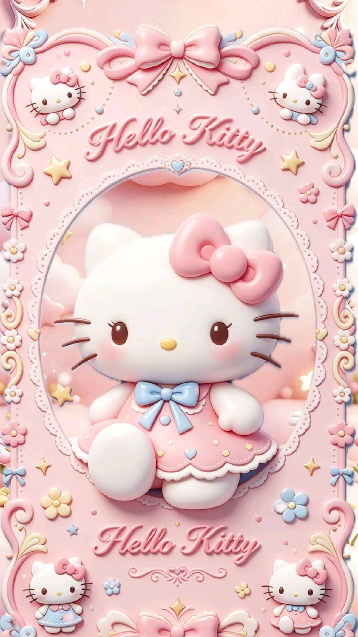 Foto de Perfil da Hello Kitty Fofa com Vestido Rosa e Laço