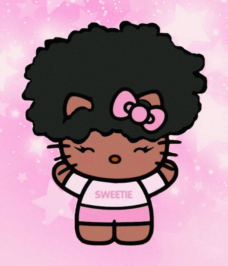 Pfp Profile Picture of Cute Hello Kitty with Curly Hair and Pink Bow