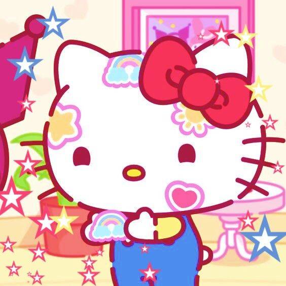 Foto de perfil de la linda Hello Kitty con estrellas de colores