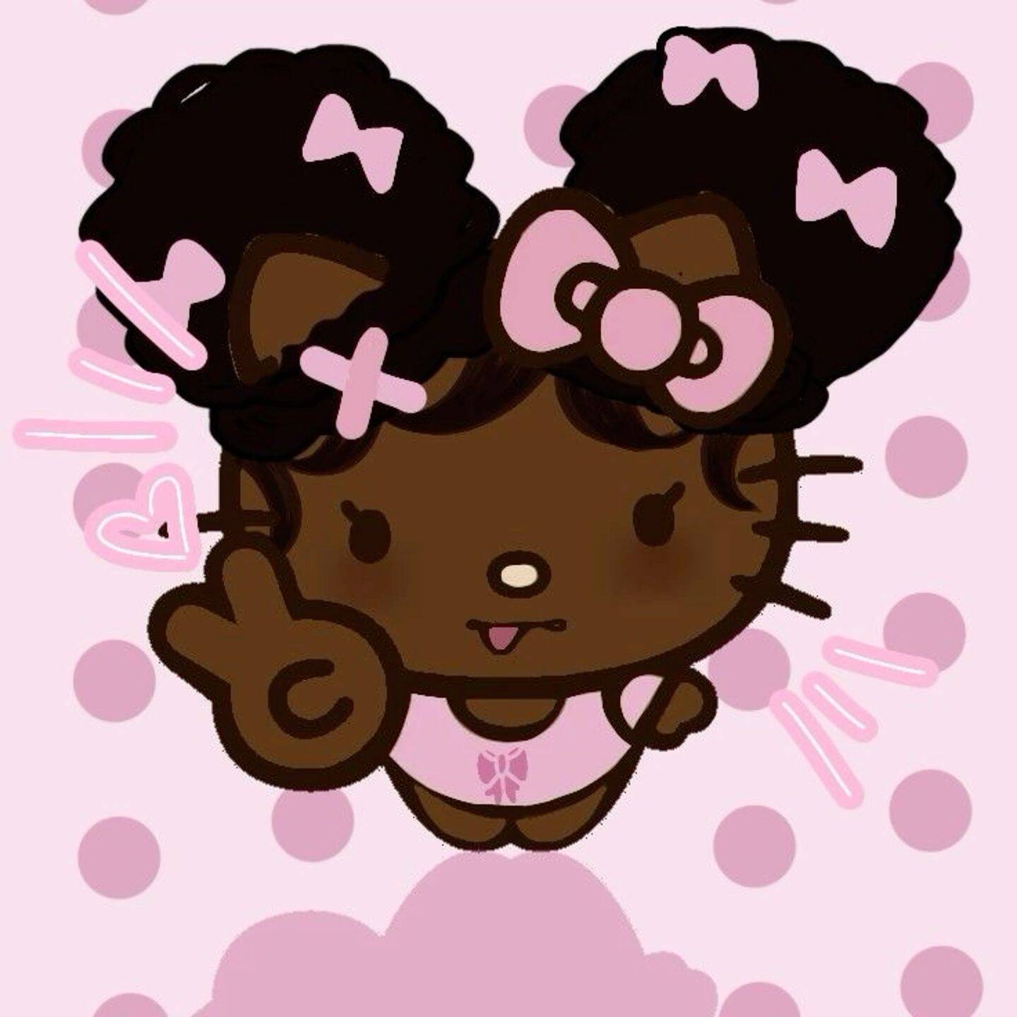 Foto de Perfil da Hello Kitty Fofa com Cabelo Cacheado e Laços