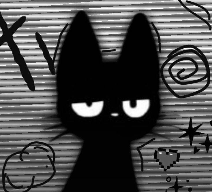 Foto de Perfil Preta de Gato Estilizado com Fundo Gráfico