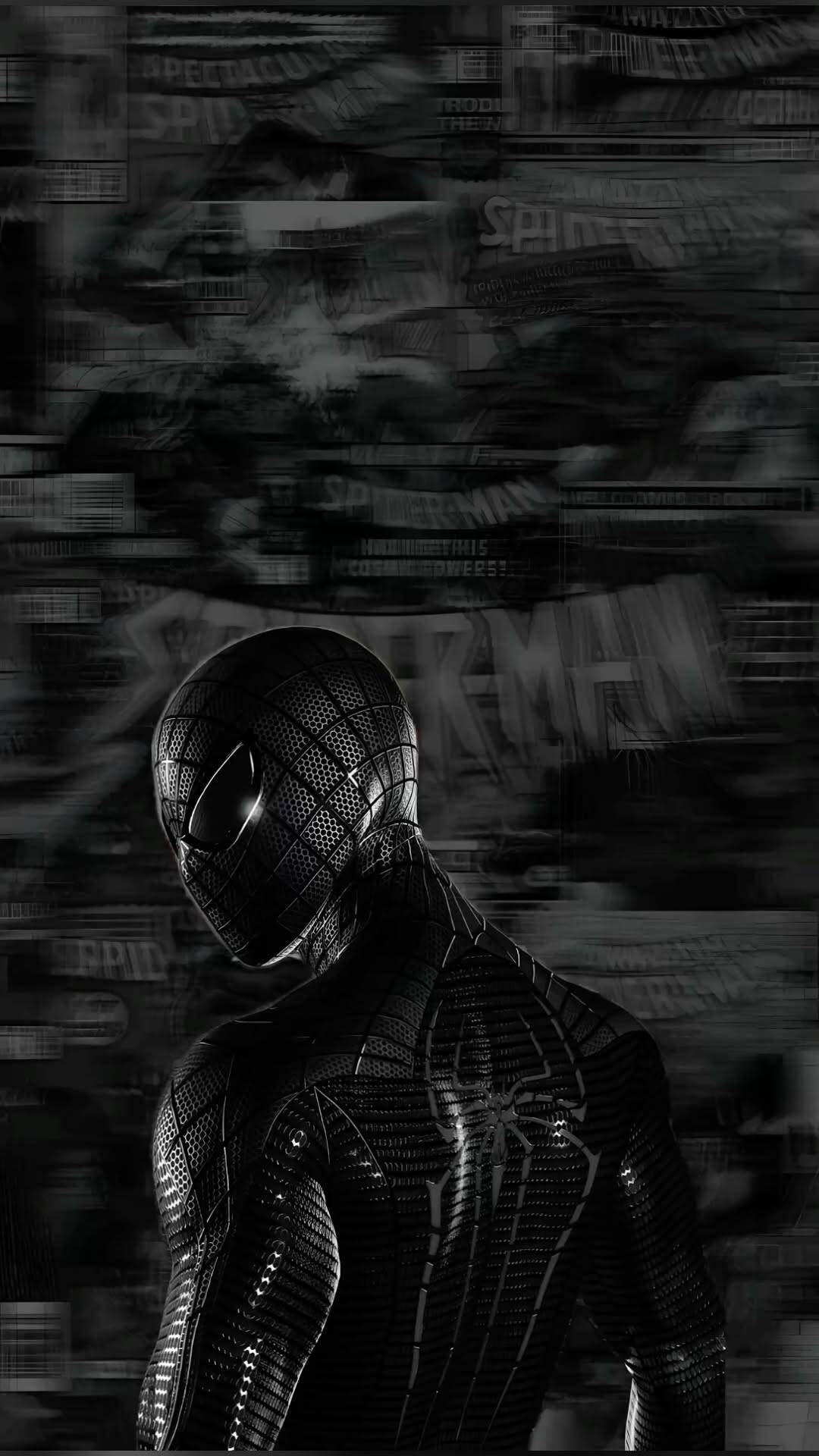 Foto de Perfil Preta do Homem Aranha em Fundo Escuro