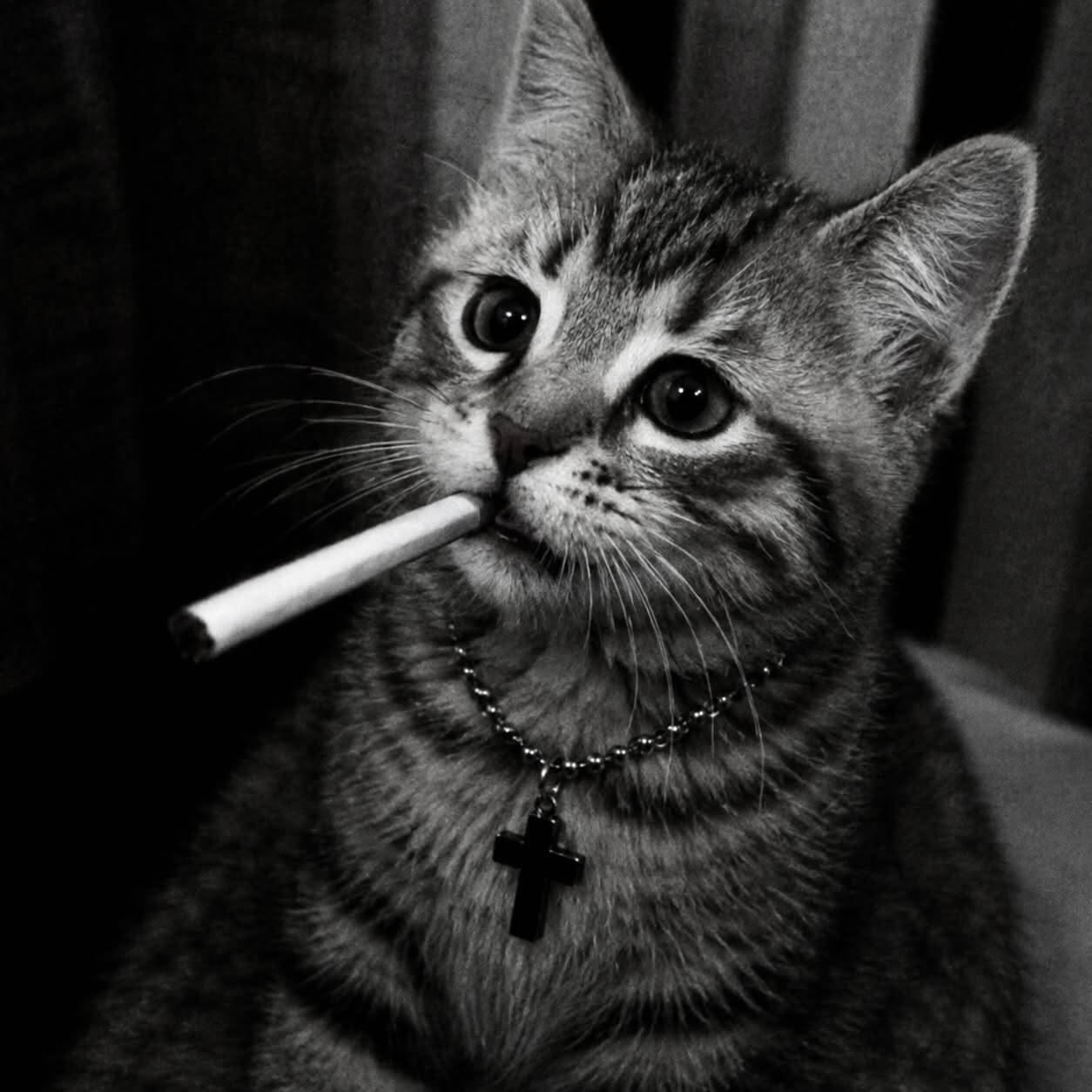 Foto de Perfil Preta de Gato com Cigarro