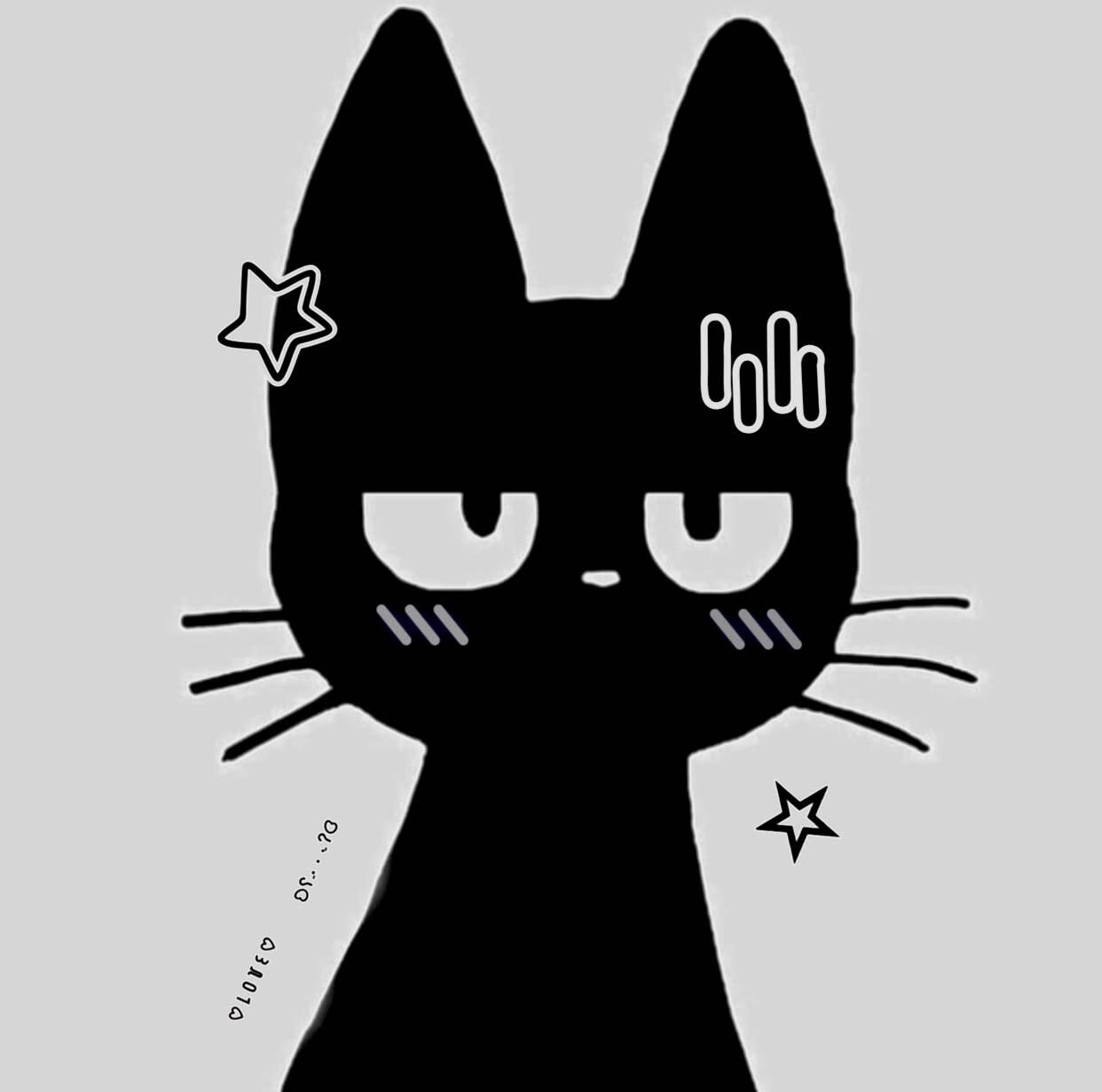 Foto de Perfil Preta de Gato Estilizado com Estrelas