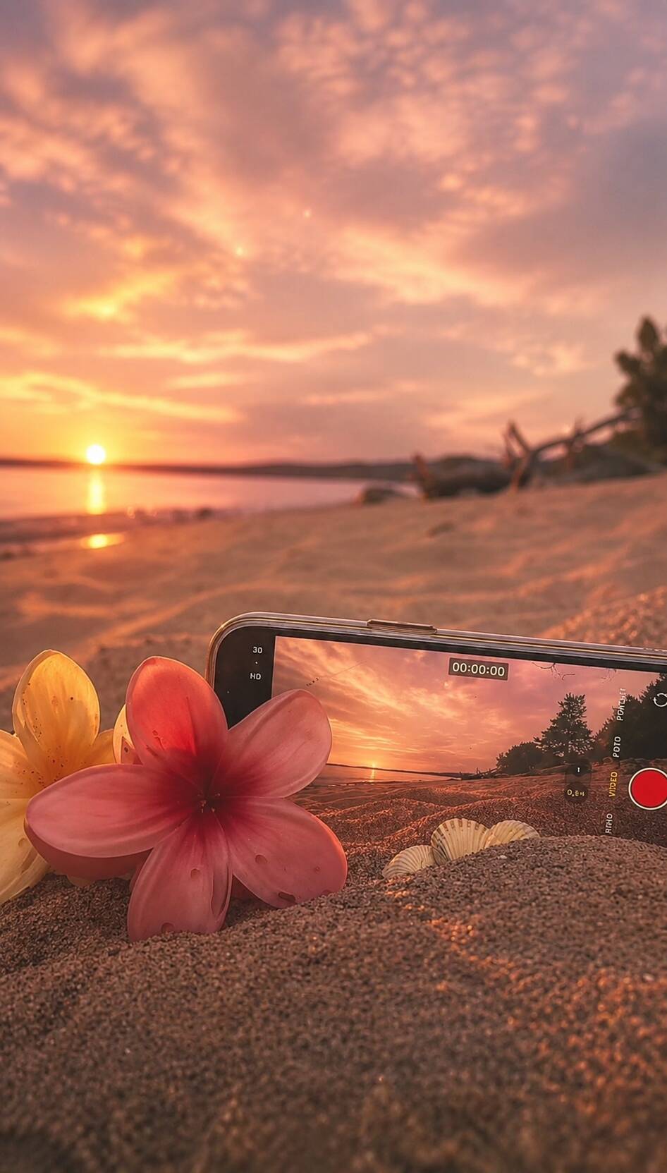 Foto de Perfil Aesthetic de Pôr do Sol na Praia com Flores