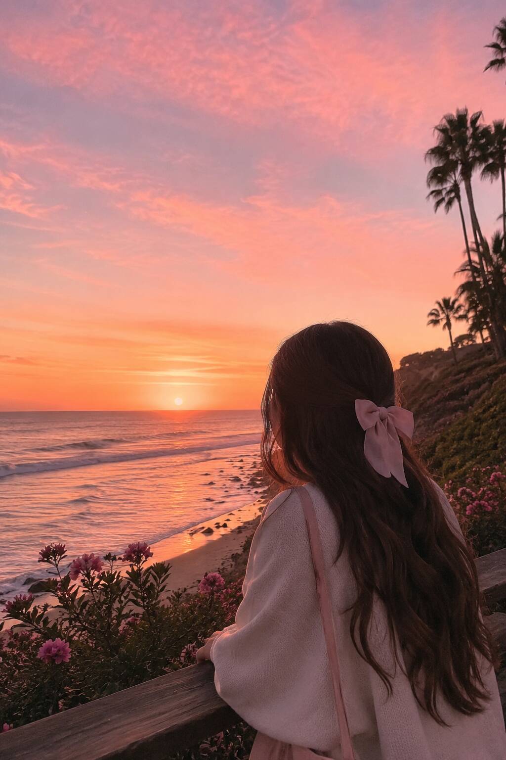Foto de Perfil Aesthetic de Pôr do Sol na Praia com Cabelo Longo