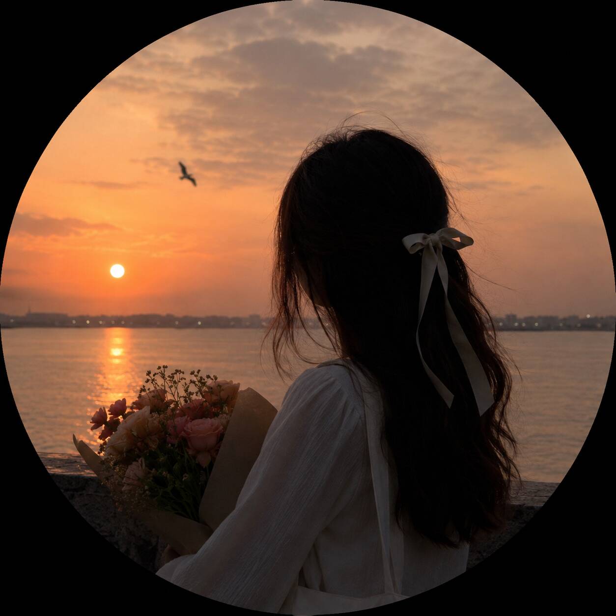 Foto de Perfil Aesthetic de Pôr do Sol com Flores