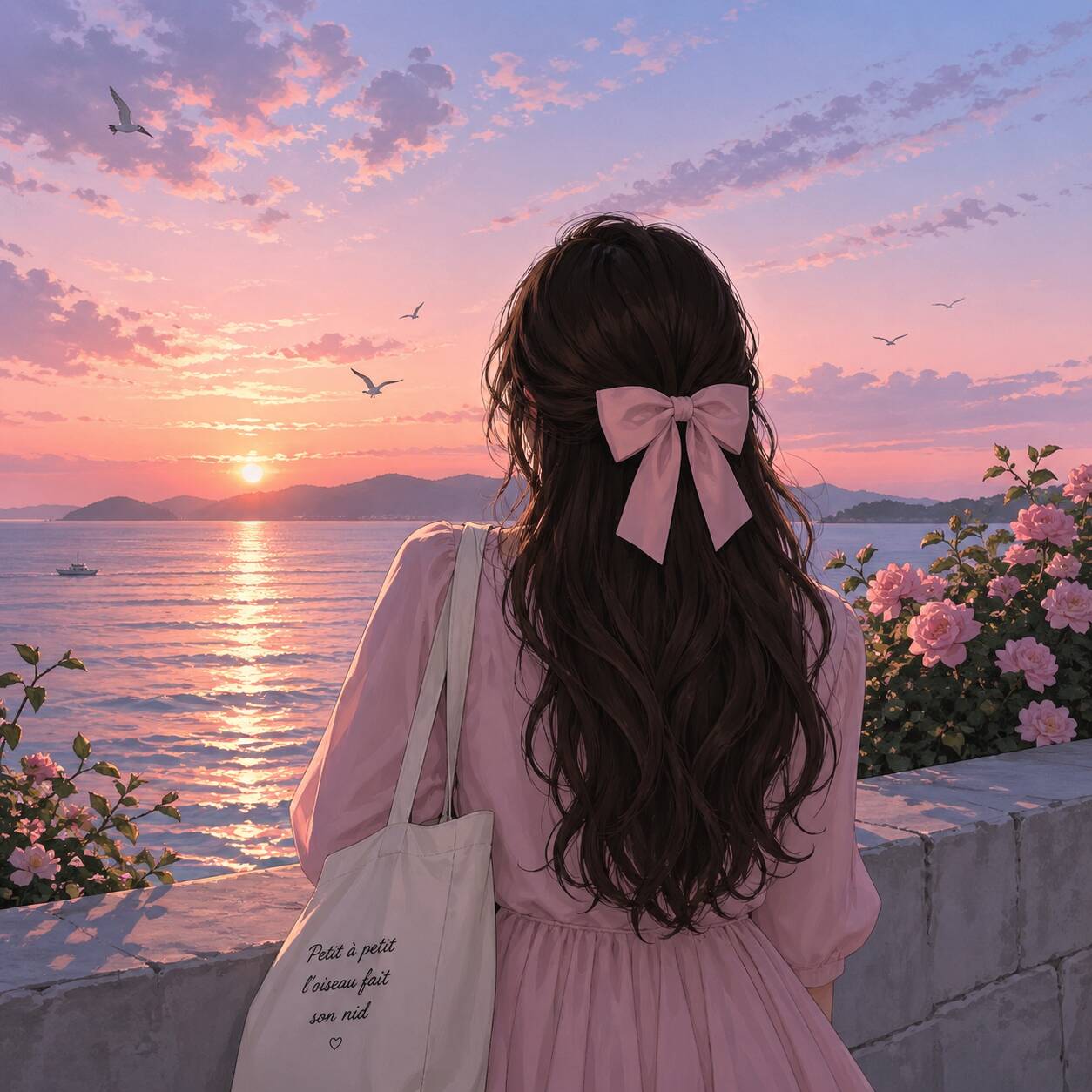 Foto de Perfil Aesthetic de Pôr do Sol com Flores