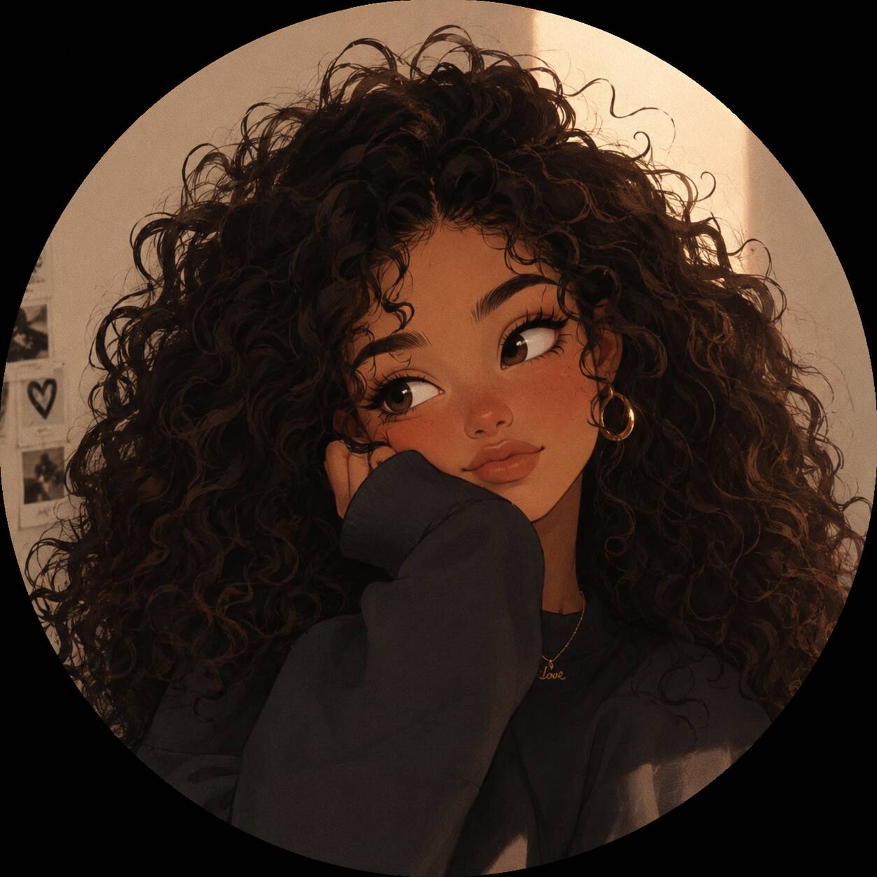 Foto de Perfil Aesthetic de Menina com Cabelo Cacheado